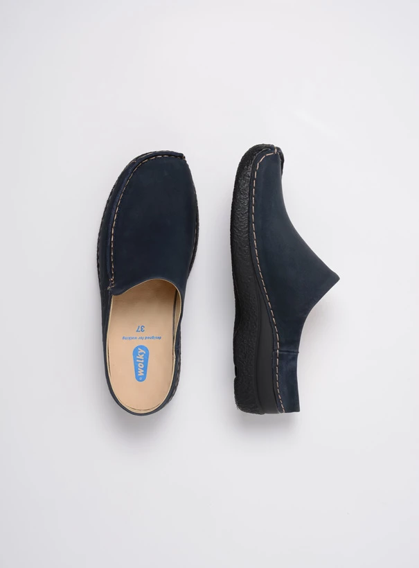 wolky comfort shoes 06250 seamy slide 16800 blue nubuck top