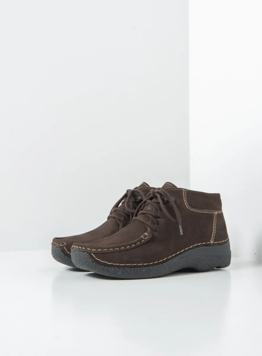 Wolky Seamy Moc - brown nubuck Arch support shoes for women