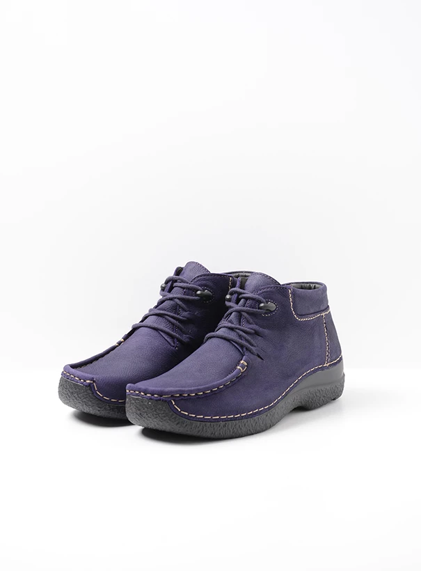 wolky high lace up shoes 06253 seamy moc 11600 purple nubuck front