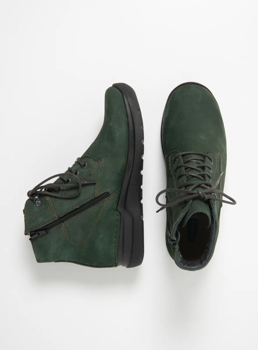 Wolky Whynot HV - green nubuck Arch support shoes for women