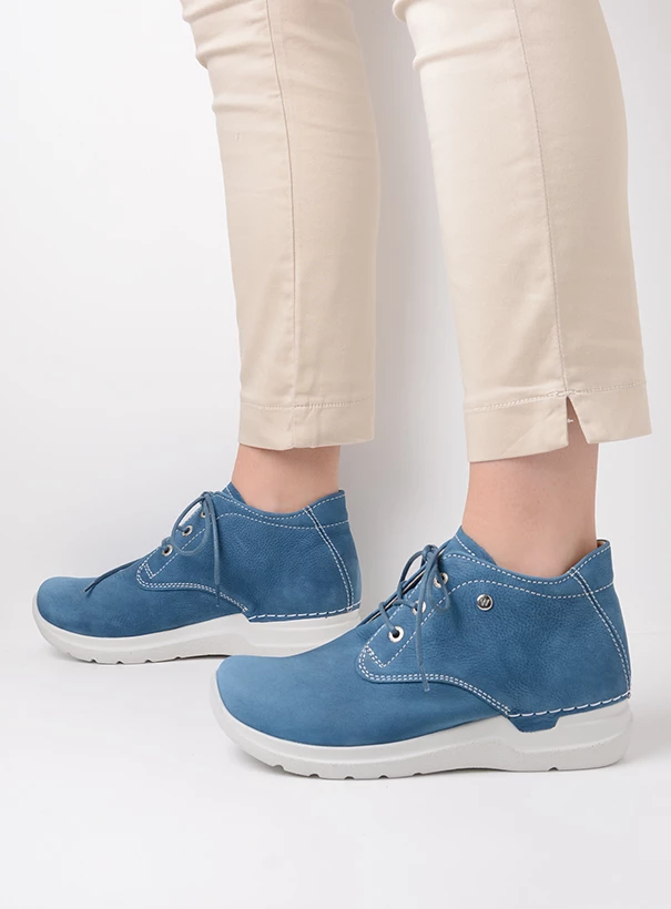 wolky high lace up shoes 06618 truth hv 11803 atlantic blue nubuck detail