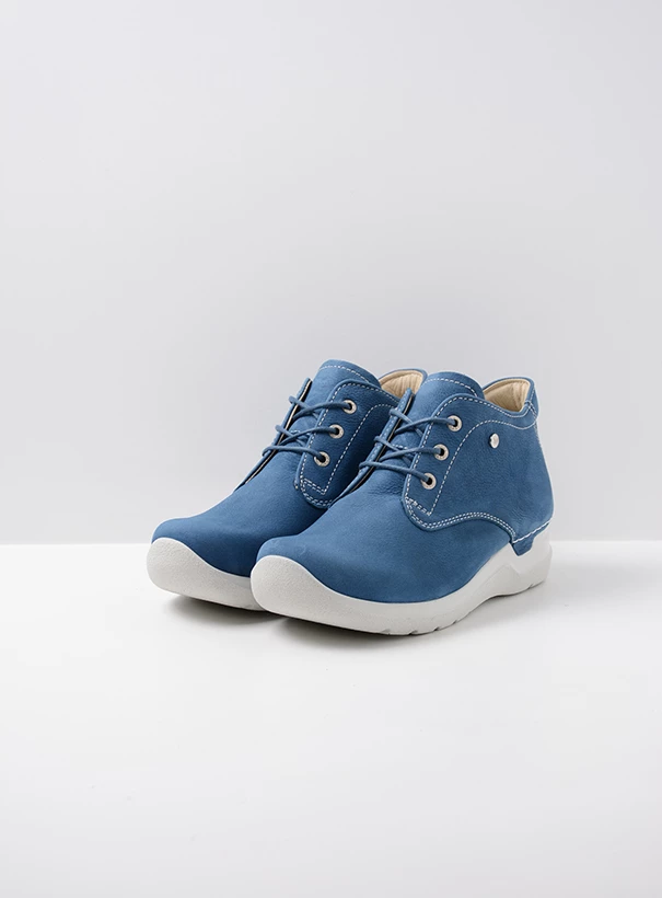 wolky high lace up shoes 06618 truth hv 11803 atlantic blue nubuck front