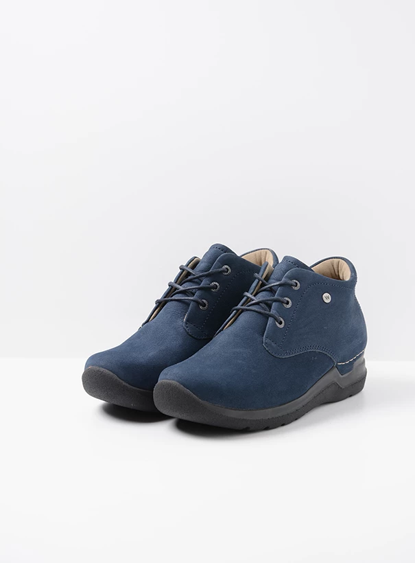 wolky high lace up shoes 06624 truth db 98800 blue nubuck front