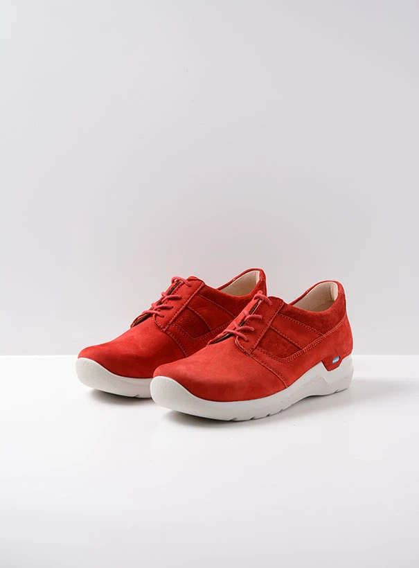 wolky low lace up shoes 06629 cool 10570 red nubuck front