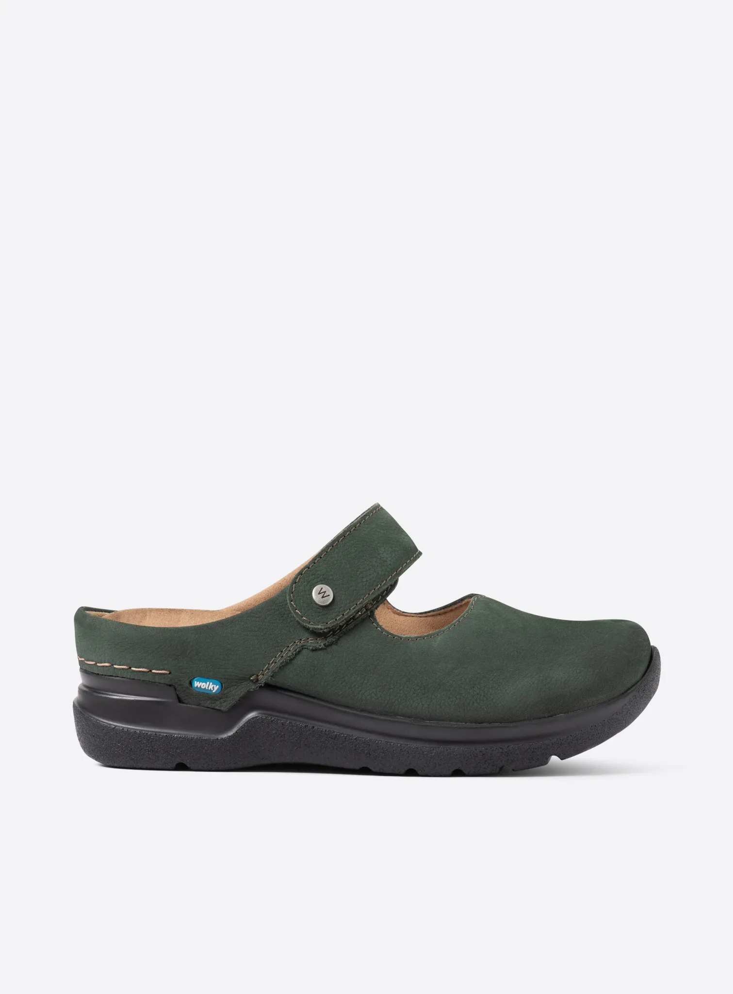 Wolky Narni DB - green nubuck Arch support shoes for women