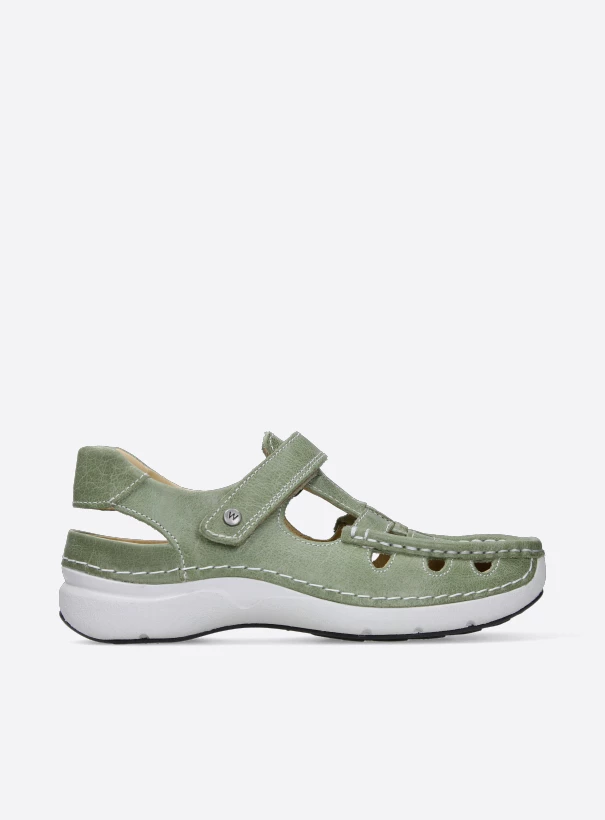 wolky comfort shoes 07204 rolling sun 35704 light green leather