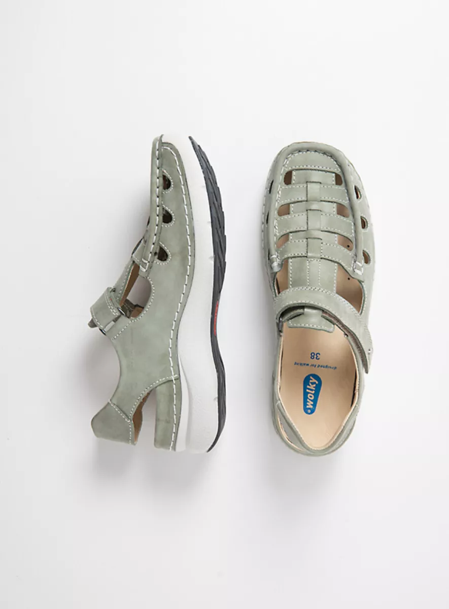 Wolky Comfort shoes 07204 Rolling Sun 36701 sage green effect leather