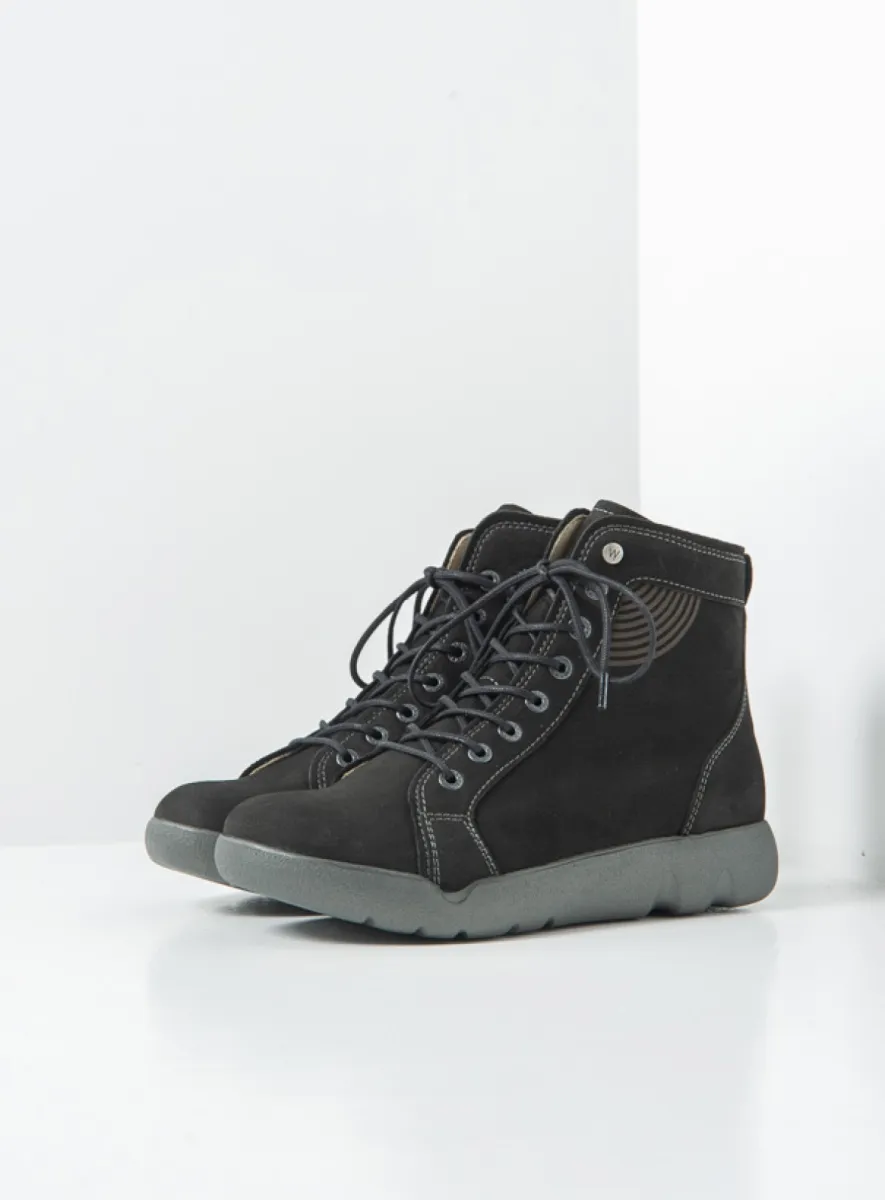 Wolky Fiano - black nubuck Lace up boots for women
