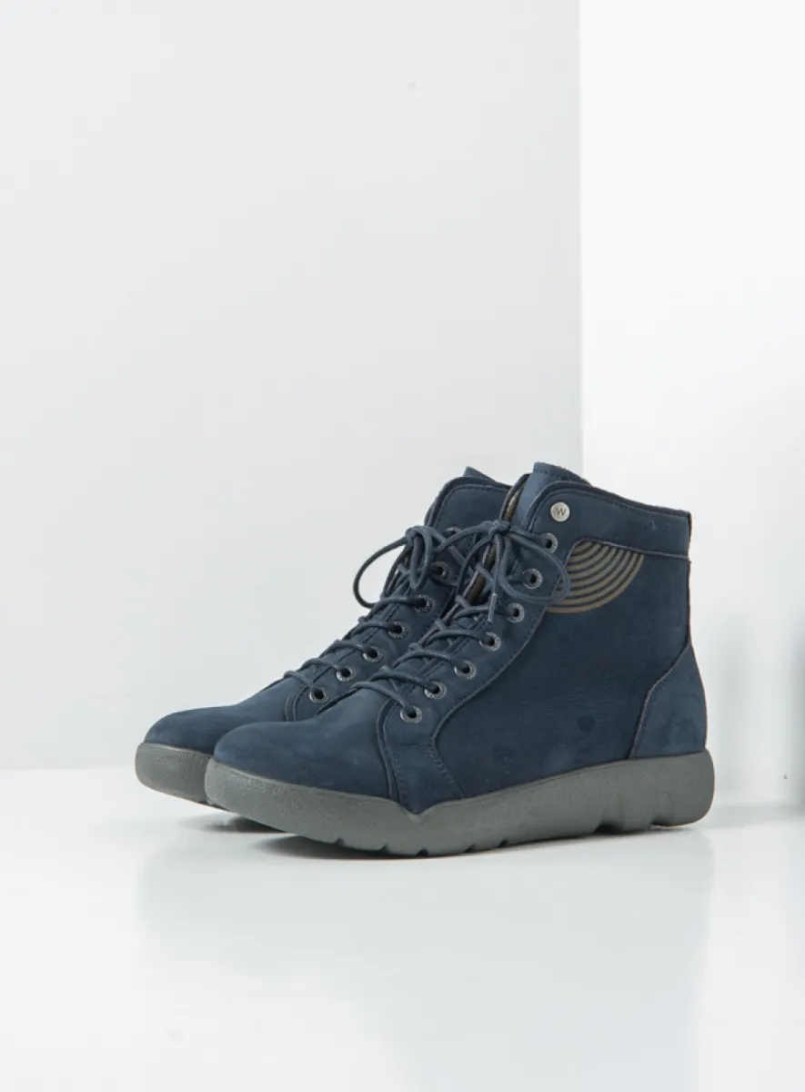 Wolky Fiano - blue nubuck Lace up boots for women