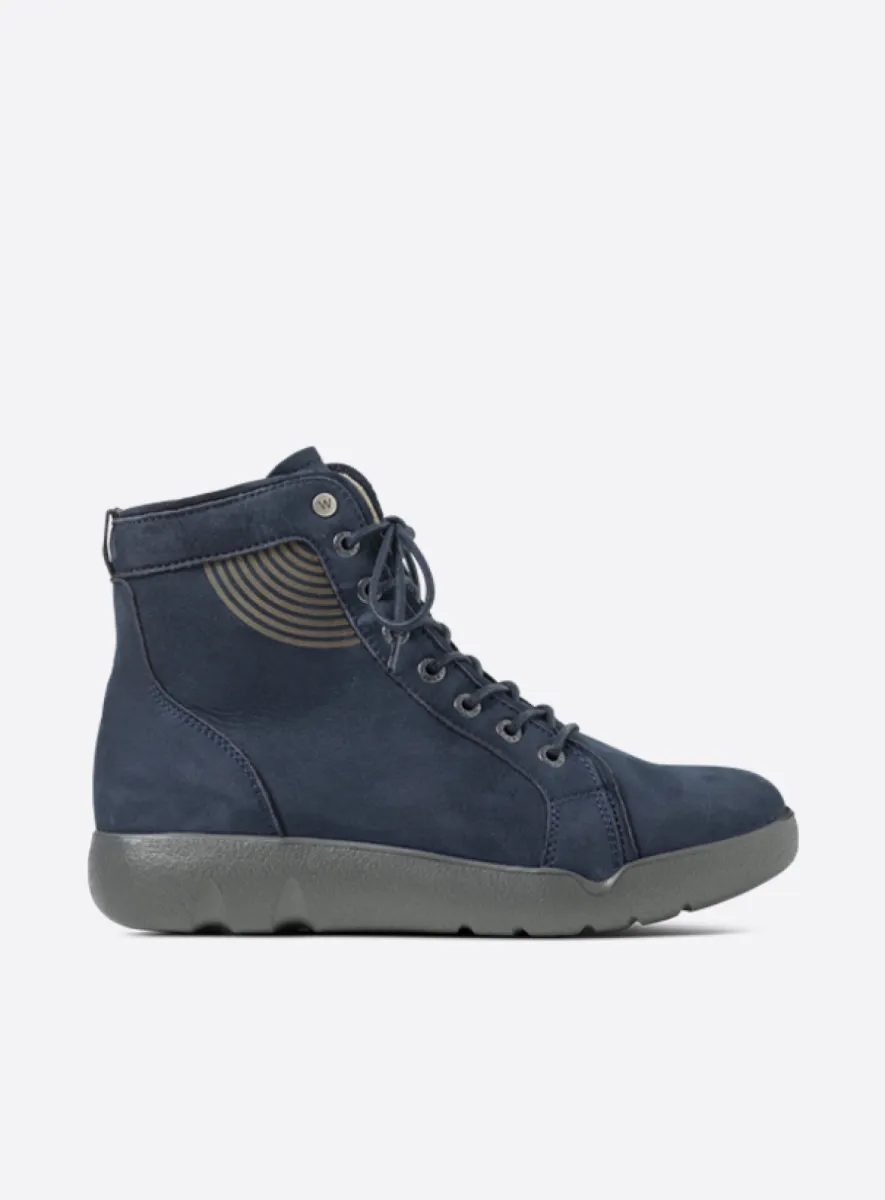 Wolky Fiano - blue nubuck Lace up boots for women