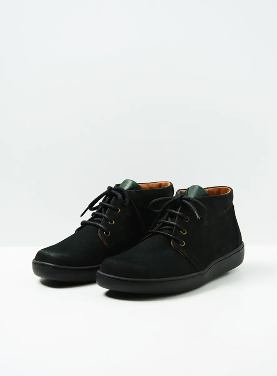 Wolky Kansas Lady - black nubuck Lace up boots for women