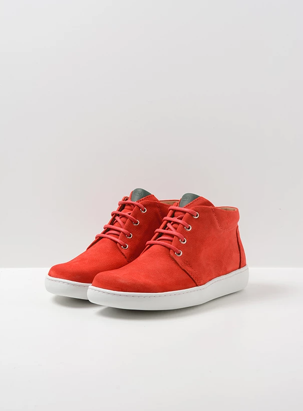 wolky high lace up shoes 08100 kansas lady xw 11570 red summer nubuck front