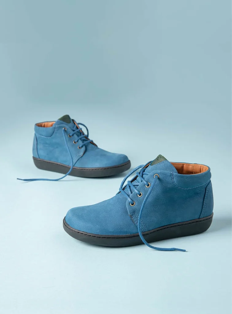wolky high lace up shoes 08100 kansas lady xw 11804 atlantic blue nubuck detail