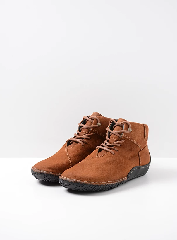 wolky high lace up shoes 08361 mokola 11430 cognac nubuck front
