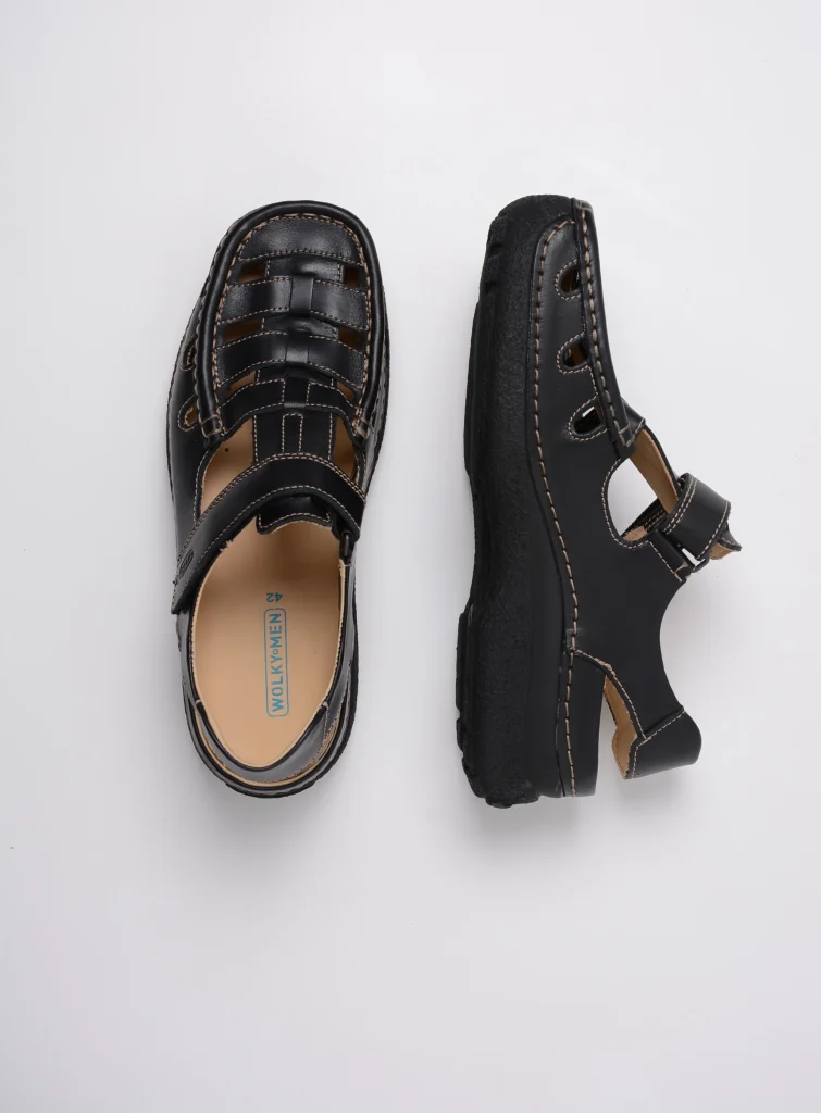 wolky comfortable shoes 09209 roll sandal men 50000 black leather top