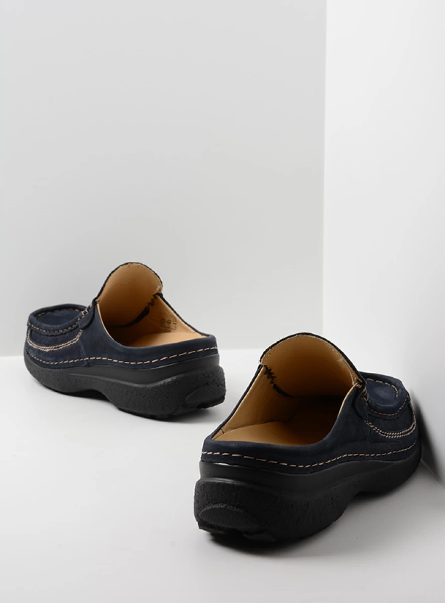 wolky comfortable shoes 09210 roll slide men 11800 blue nubuck back