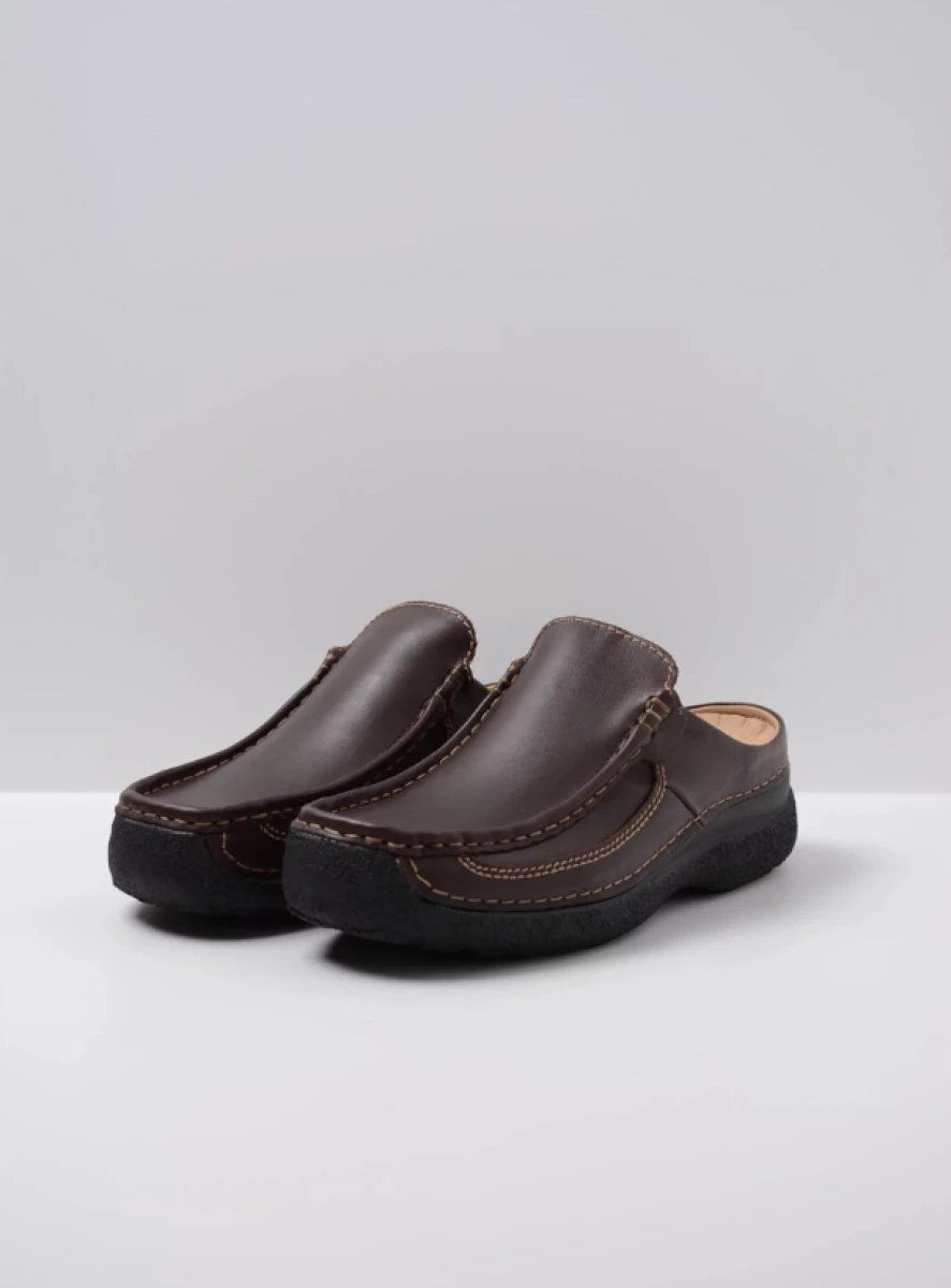 wolky comfortable shoes 09210 roll slide men 50300 brown leather front